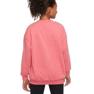 Nike Coral Crewneck Sweater With Multicolor Logos Cotton Blend